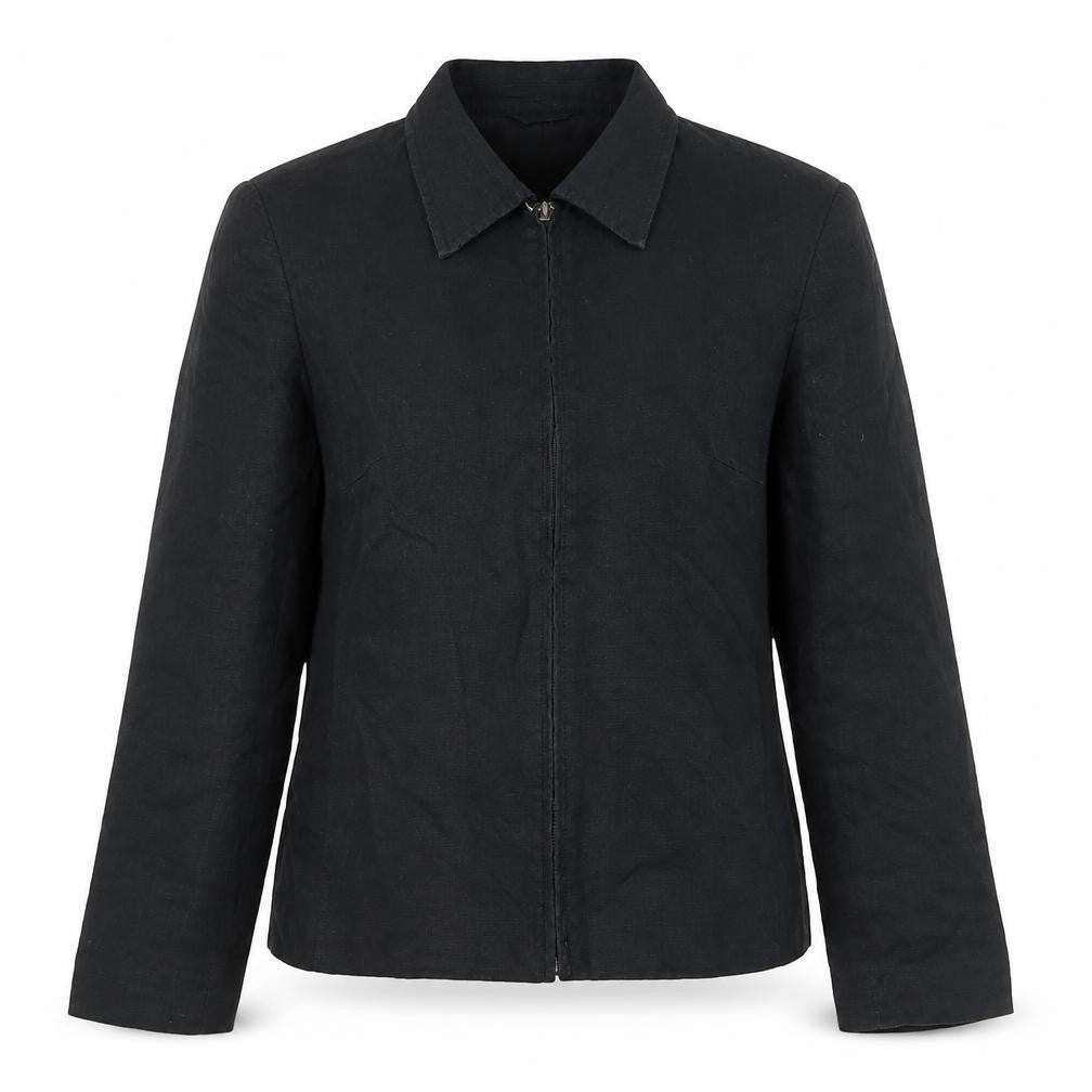 Paul Berman Women's Black Linen Jacket, Size 14, Full Zip