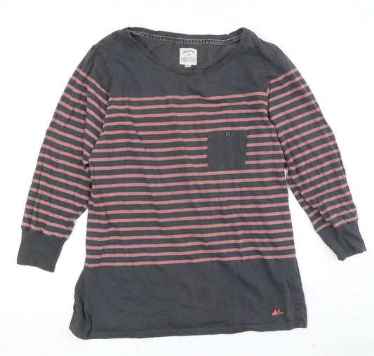 Marlonay Women's Grey Striped T-Shirt Size 16