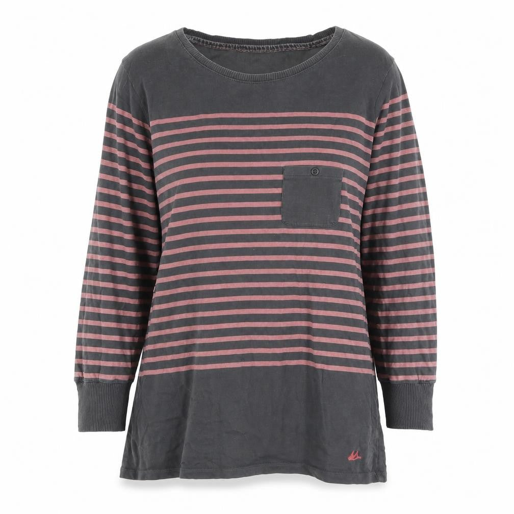Marlonay Women's Grey Striped T-Shirt Size 16