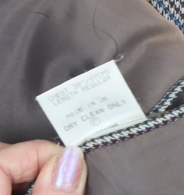 Brook Taverner Men's Grey Check Blazer, Size 38, Good Condition
