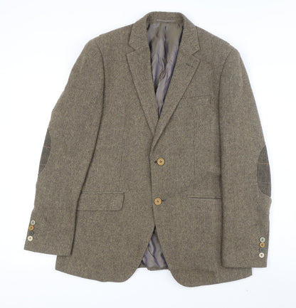 Feraud Men's Brown Wool Blazer, Size 40R, Single-Breasted