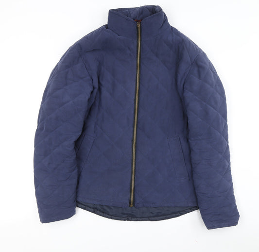 Hi-Diver Men's Blue Quilted Jacket, Medium, Stand-Up Collar