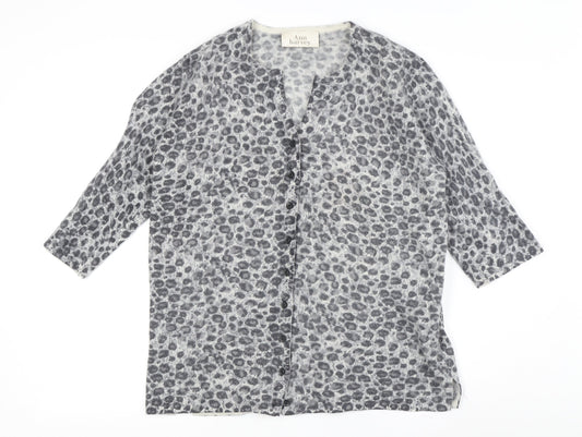 Ann Harvey Women's Grey Animal Print Cardigan, Size 16