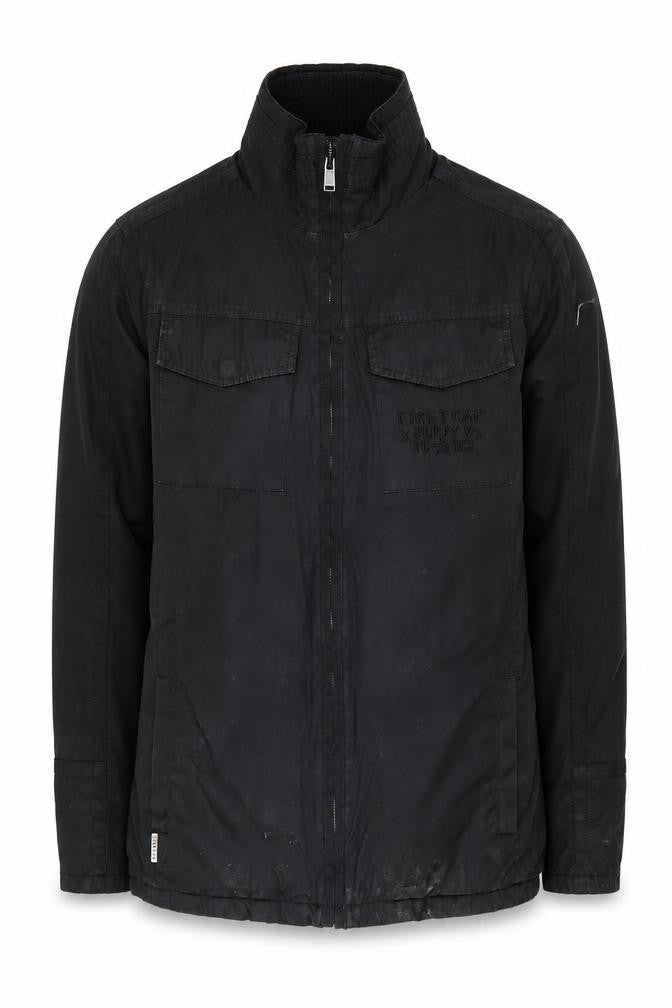 Firetrap Men's Black Military Jacket S Casual Stand-Up Collar