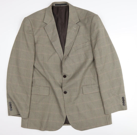 Marks and Spencer Men's Grey Check Blazer, Size 44L