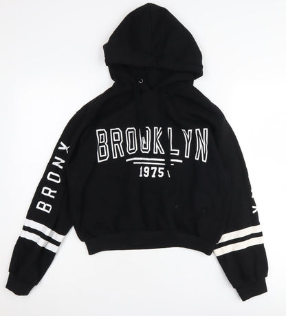 H&M Womens Black Hoodie S Brooklyn Logo Pullover Casual