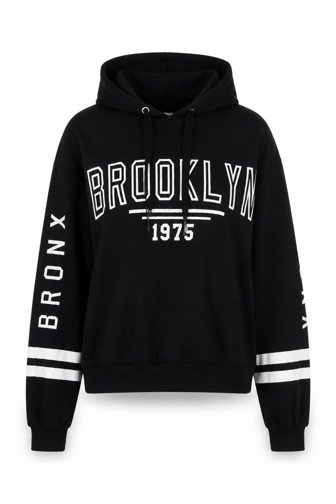 H&M Black Hoodie Unisex S Brooklyn Logo Pullover Casual
