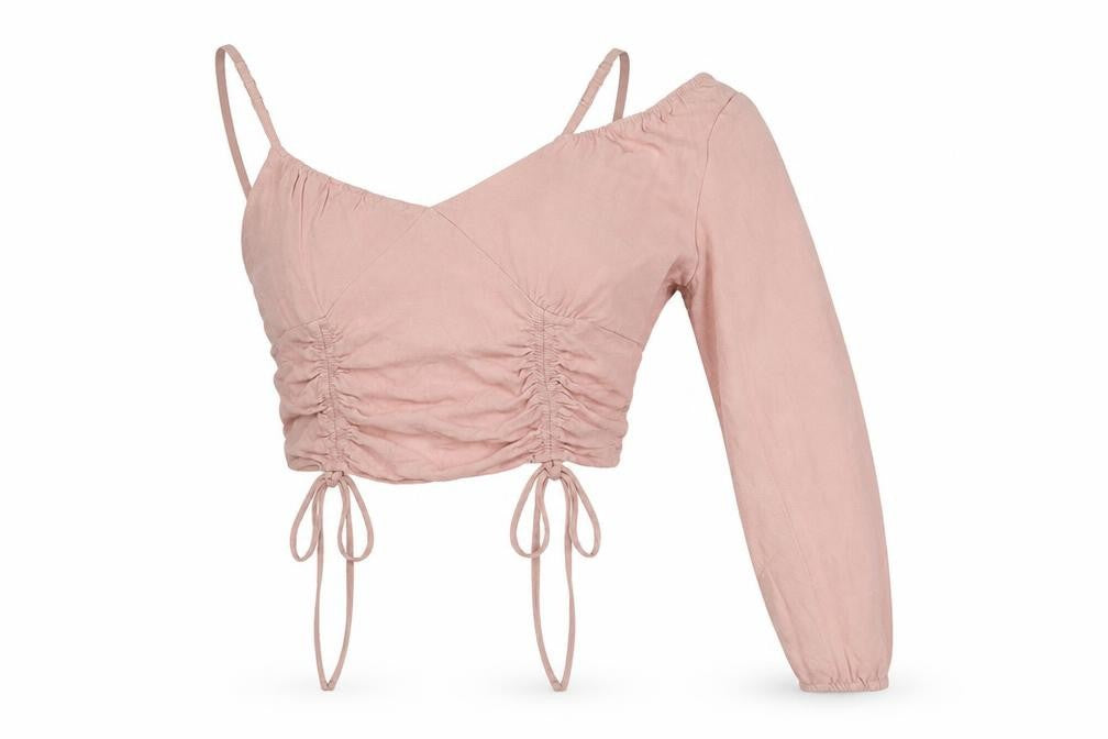 ASOS Women's Pink Cropped Blouse, Size 14, Lightweight