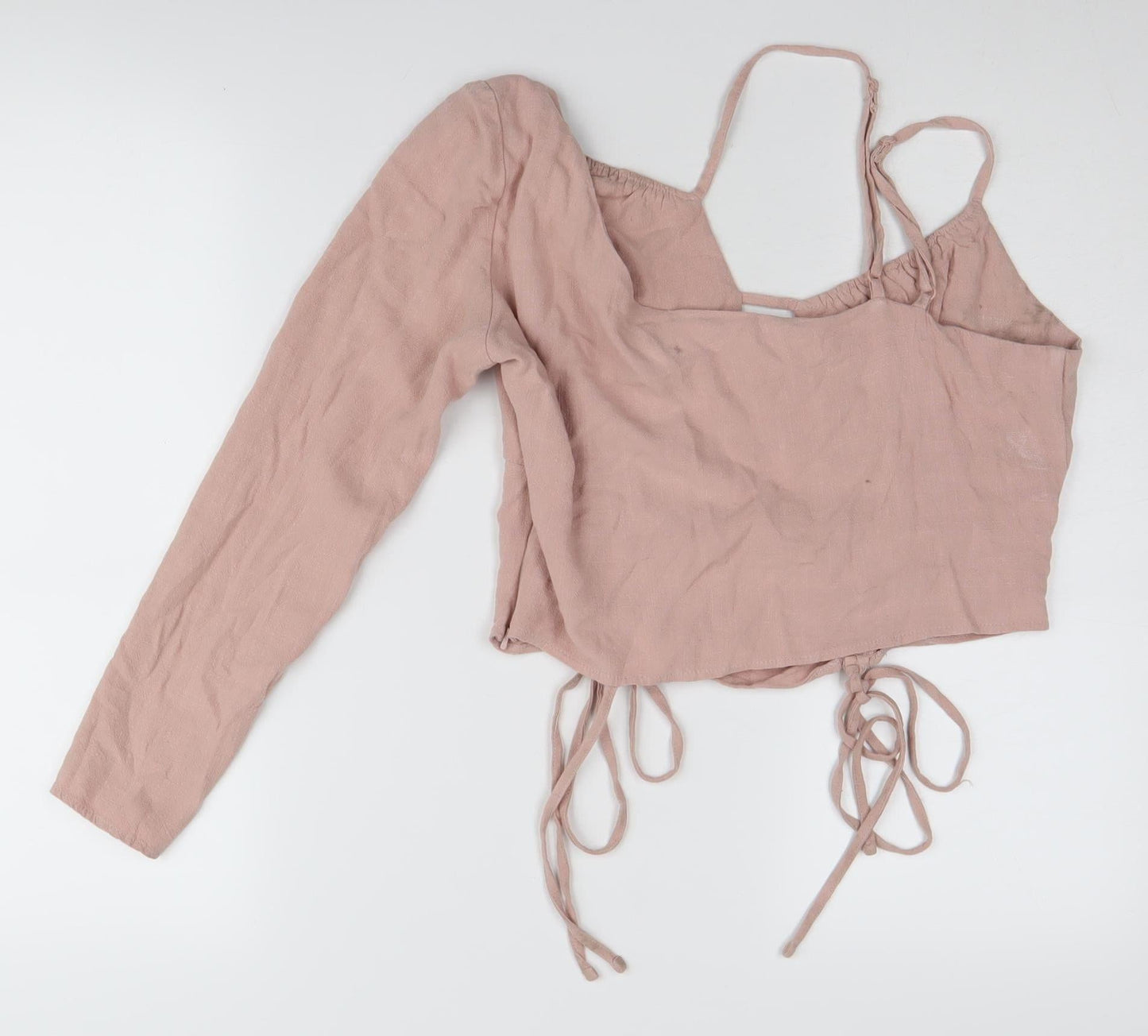 ASOS Women's Pink Cropped Blouse, Size 14, Lightweight