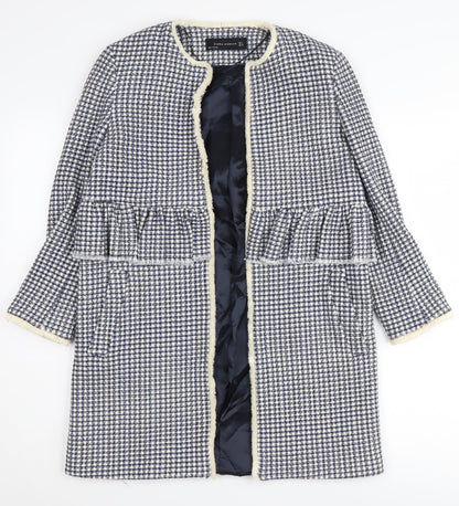Zara Women Multicoloured Check Tweed Coat Size 12