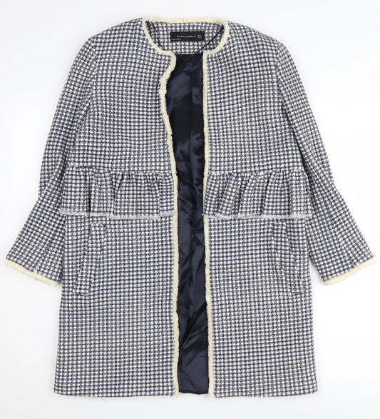 Zara Women Multicoloured Check Tweed Coat Size 12