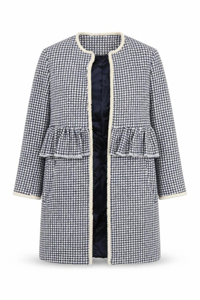 Zara Women Multicoloured Check Tweed Coat Size 12