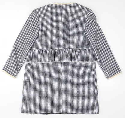Zara Women Multicoloured Check Tweed Coat Size 12