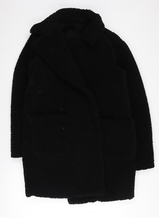 New Look Women's Black Polyester Overcoat Size 12