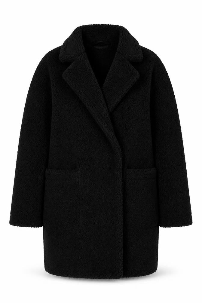 New Look Women's Black Polyester Overcoat Size 12