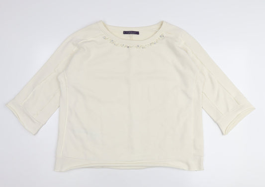 Violeta by Mango Women's White Jewel Pullover Jumper S