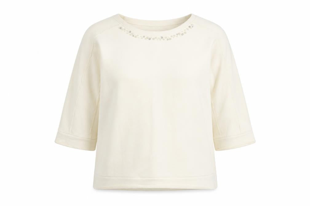 Violeta by Mango Women's White Jewel Pullover Jumper S