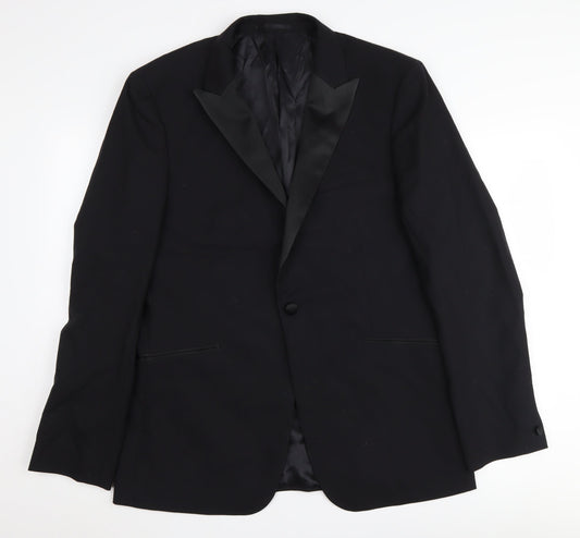 Kin Men's Black Wool Tuxedo Suit Jacket Regular Fit