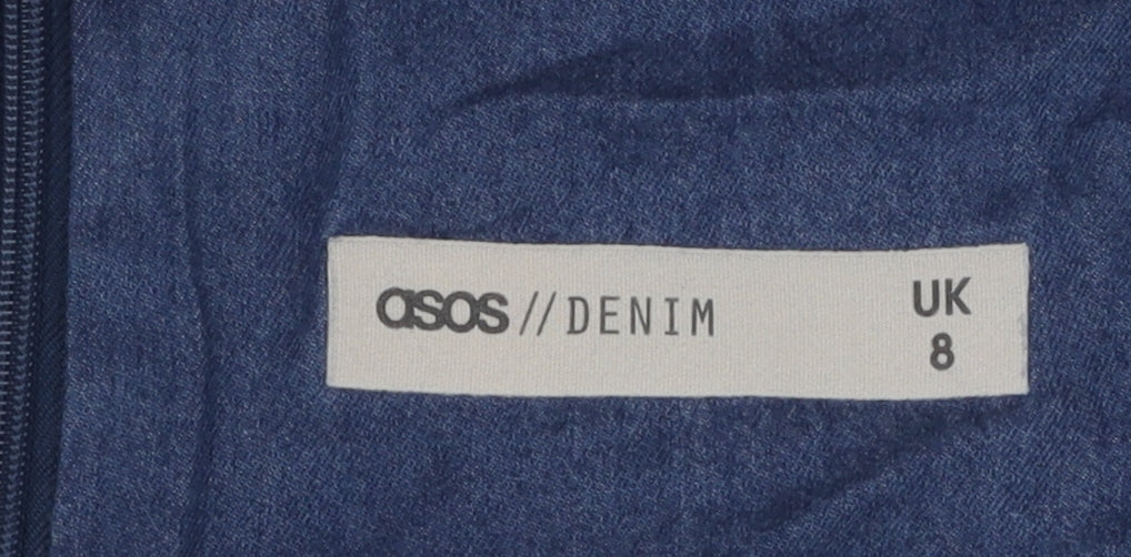 ASOS Denim Pinafore Dress UK 8 Blue Casual