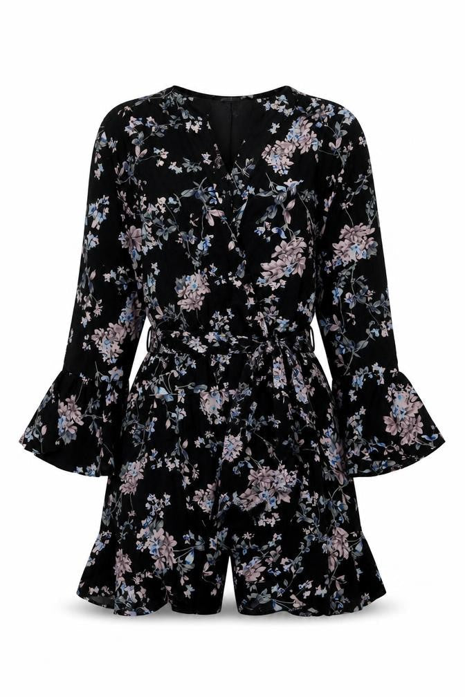 Miss Selfridge Women's Black Petite Floral Playsuit