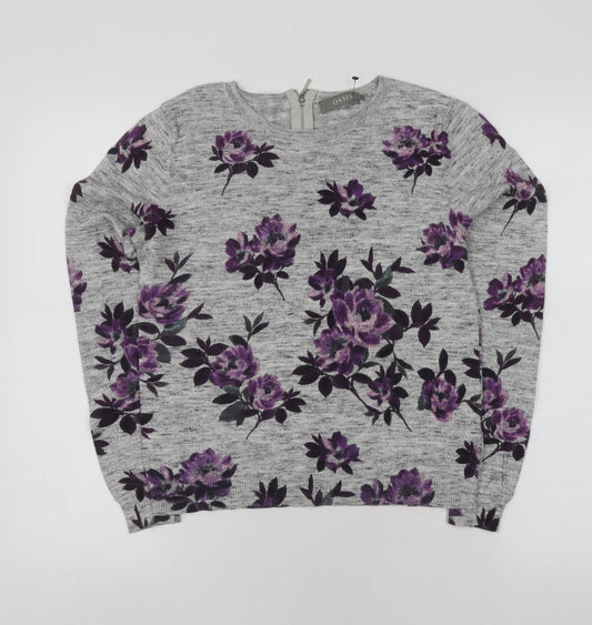 Oasis Women's Grey Floral Pullover Jumper, Size S