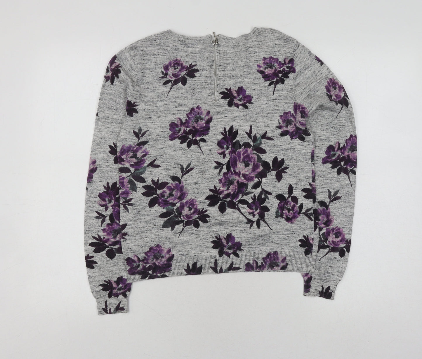 Oasis Women's Grey Floral Pullover Jumper, Size S