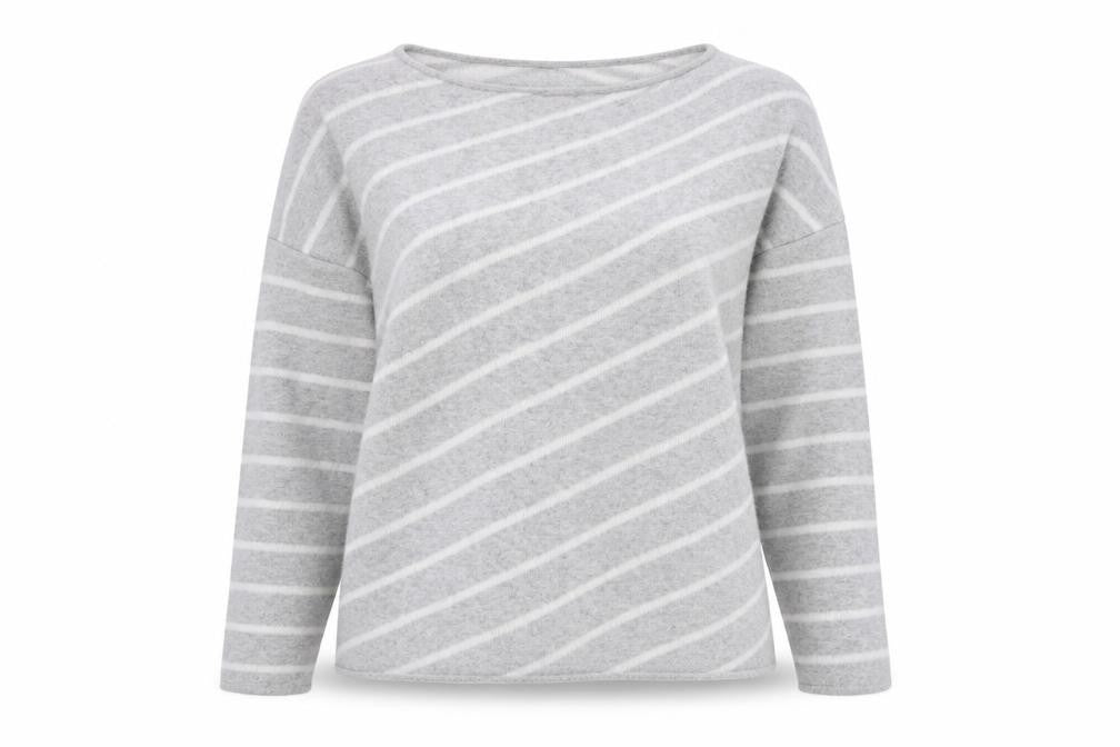 Mint Velvet Women's Grey Striped Pullover Jumper, Size 16