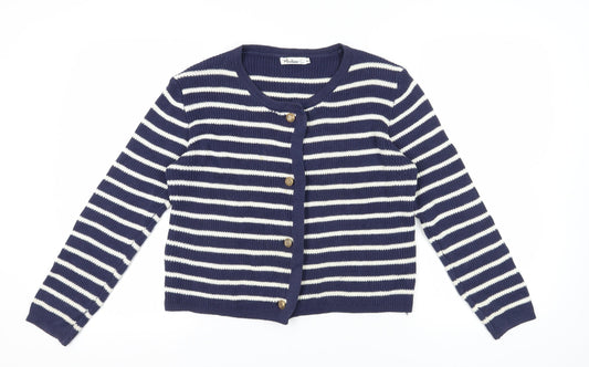 Misskoo Women's Blue Striped Cardigan M