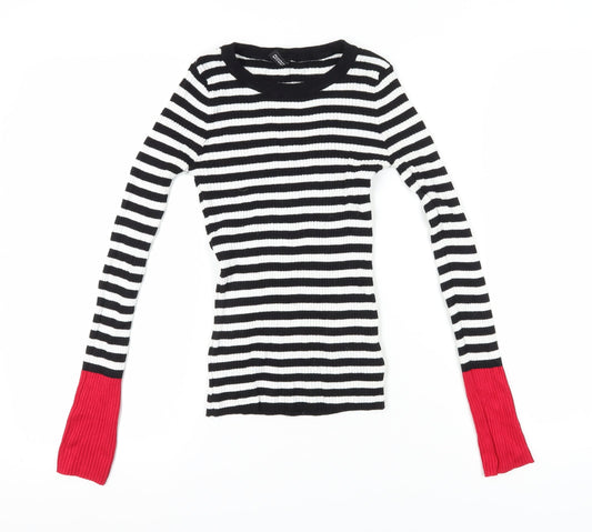H&M Women's Black Striped XS Pullover Jumper