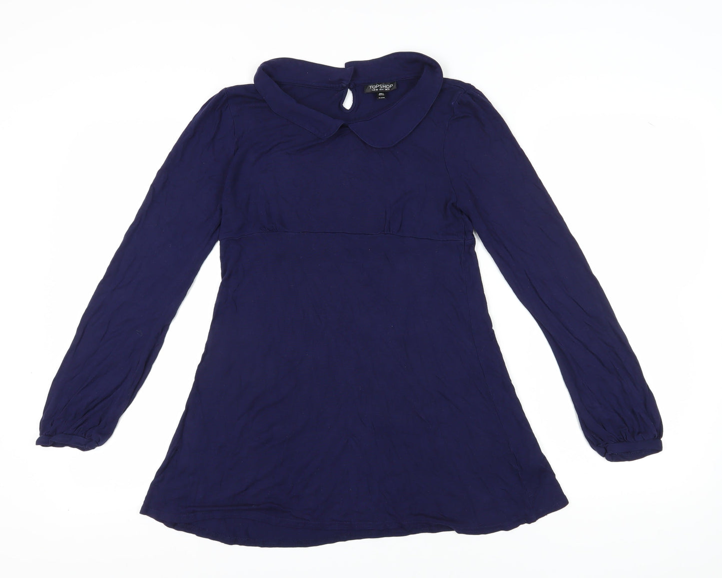 Topshop Women's Blue Collared Tunic Blouse Size 12