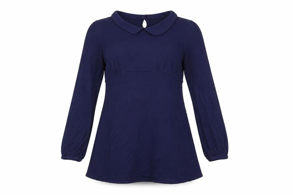 Topshop Women's Blue Collared Tunic Blouse Size 12