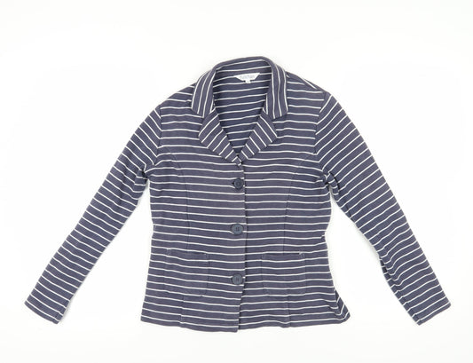 Tulchan Women's Blue Striped Jersey Button-Up Size 10
