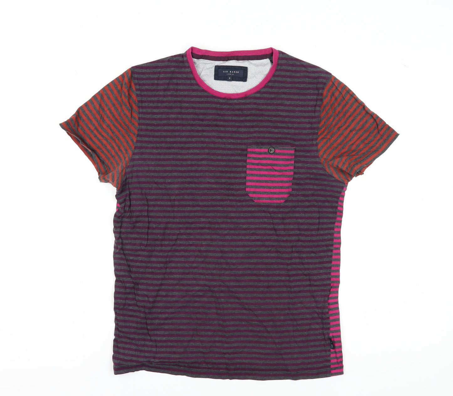 Ted Baker Men's Multicoloured Striped T-Shirt, Size M