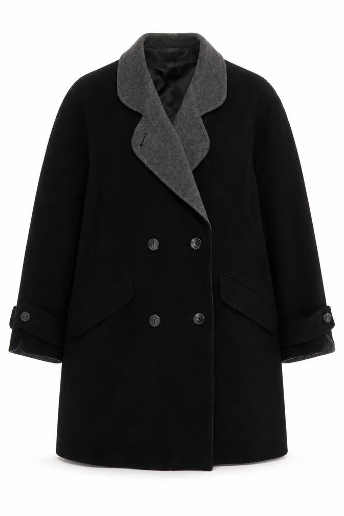 House of Fraser Women's Black Wool Pea Coat Size 12