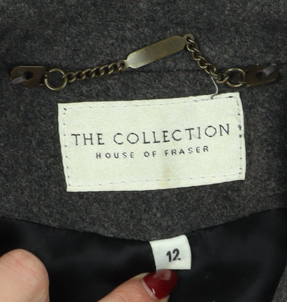House of Fraser Women's Black Wool Pea Coat Size 12
