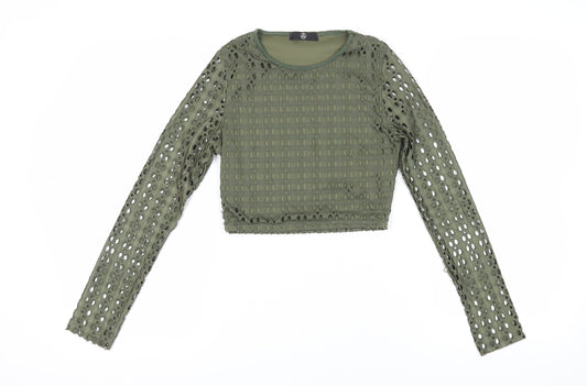 Missguided Womens Green Cropped Blouse 8 Casual