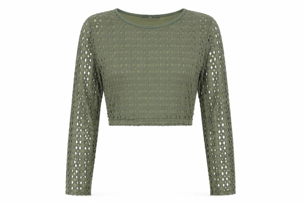 Missguided Womens Green Cropped Blouse 8 Casual