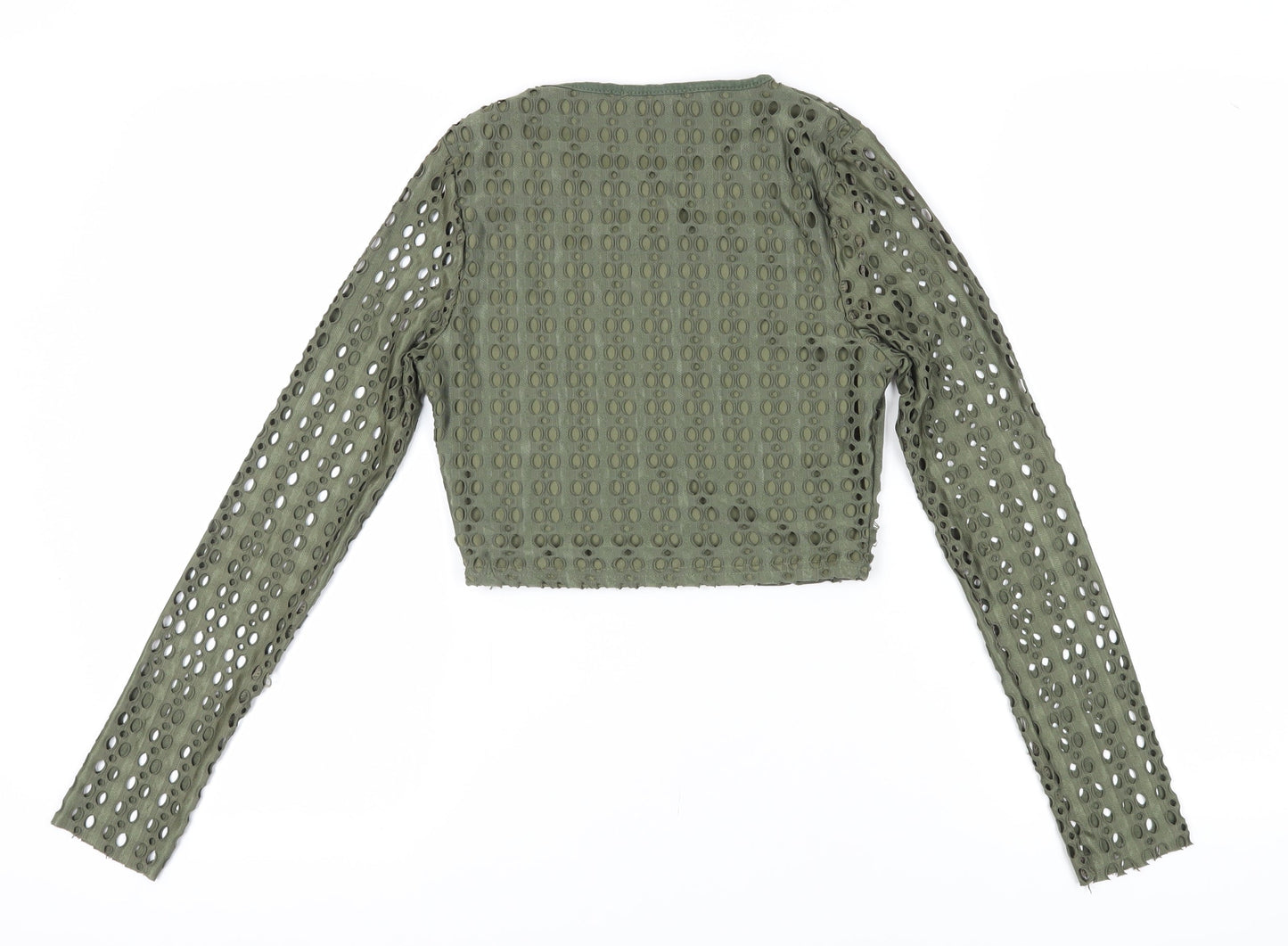 Missguided Womens Green Cropped Blouse 8 Casual