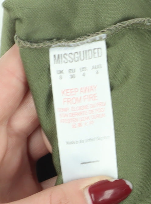 Missguided Womens Green Cropped Blouse 8 Casual