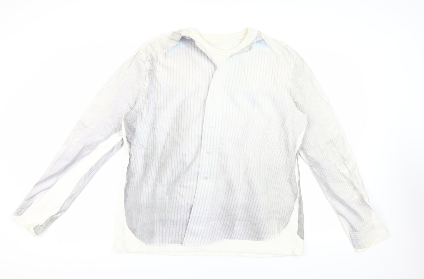 H&M Men's White Striped Pullover Sweatshirt XL