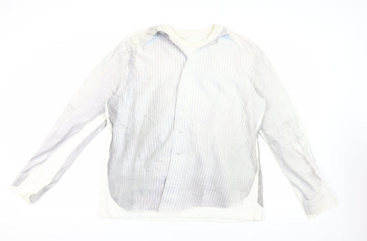 H&M Men's White Striped Pullover Sweatshirt XL