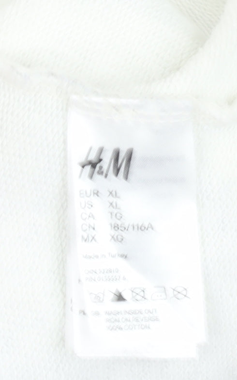 H&M Men's White Striped Pullover Sweatshirt XL