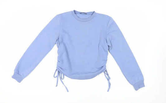 Zara Women's Blue Crew Neck Pullover Sweatshirt S