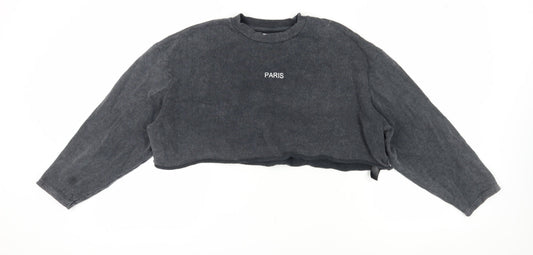 Topshop Women's Grey Cotton Pullover Sweatshirt Size 12