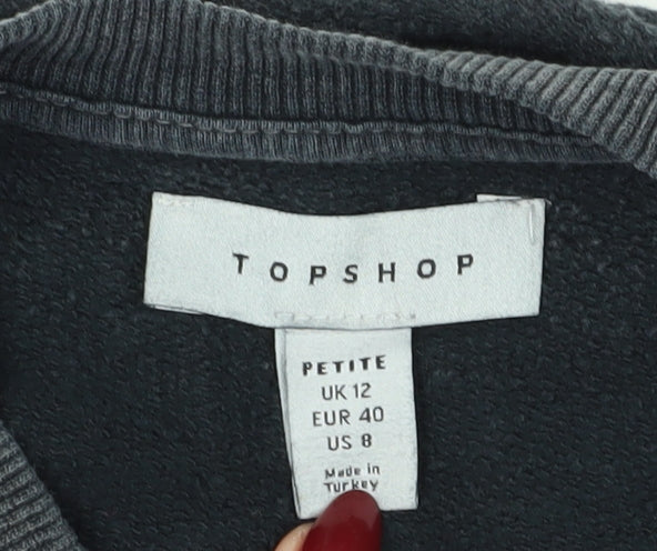 Topshop Women's Grey Cotton Pullover Sweatshirt Size 12
