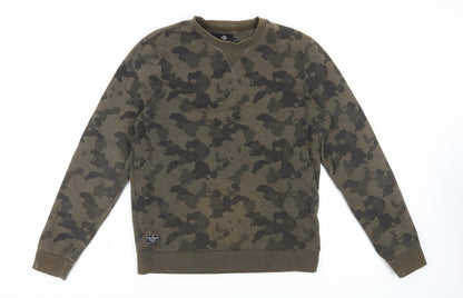 Threadbare Men's Brown Camouflage Pullover Sweatshirt M