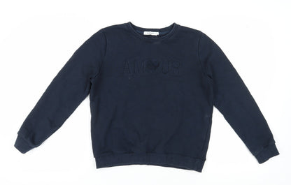 Front view of Majolica girls’ blue l pullover sweatshirt, casual & comfortable