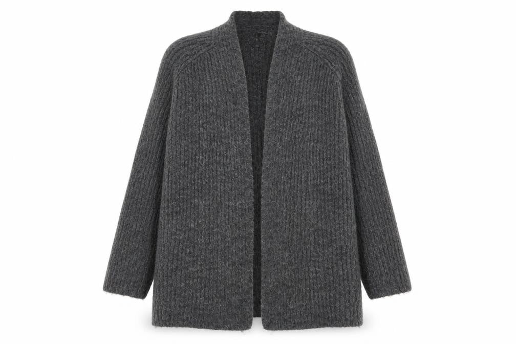 Zara Women's Grey Chunky-Knit Cardigan Size S