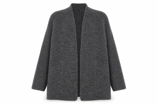 Zara Women's Grey Chunky-Knit Cardigan Size S