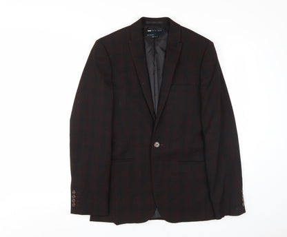 Additional front view of ASOS DESIGN Men's Black Check Blazer, size 34R, Regular Fit